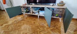 Mueble TV BESTA Ikea + mesa - Roble/Verde