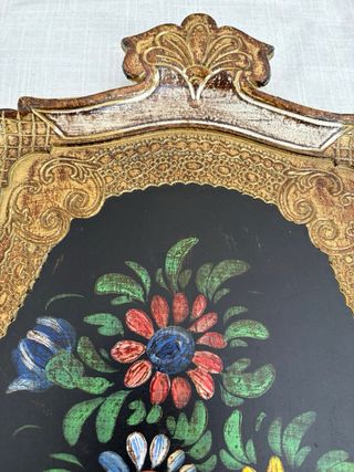 Vassoio vintage legno decorato