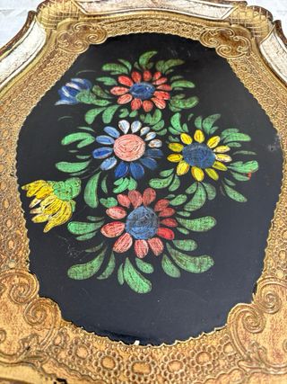 Vassoio vintage legno decorato