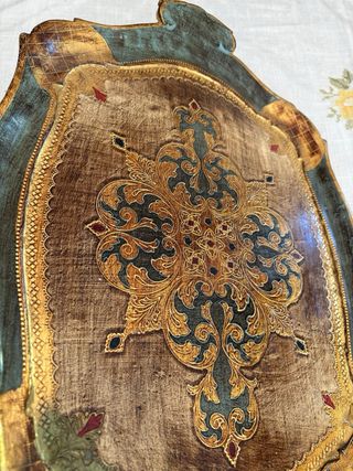 Vassoio legno vintage decorato