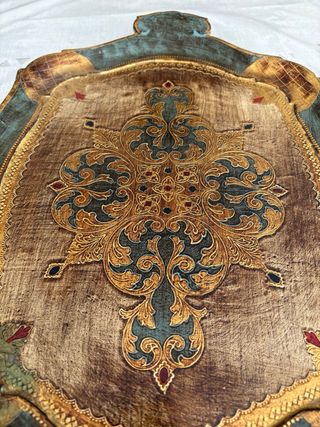 Vassoio legno vintage decorato