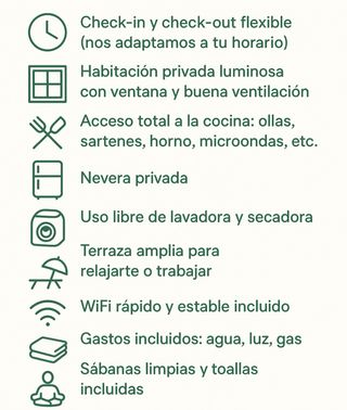 Habitación luminosa, cerca de playa y tren