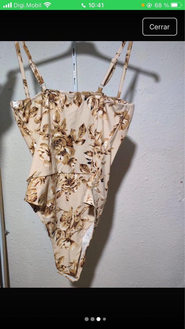 Body tipo corsé estampado dorado y beige talla M 38