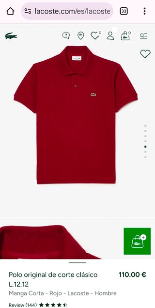 Polo rojo original de Lacoste nuevo