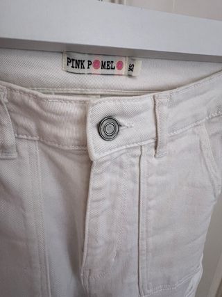 Pantalones Pink Pomelo blancos -talla XS