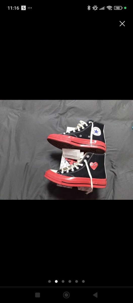 Converse x CDG Play negras rojas
