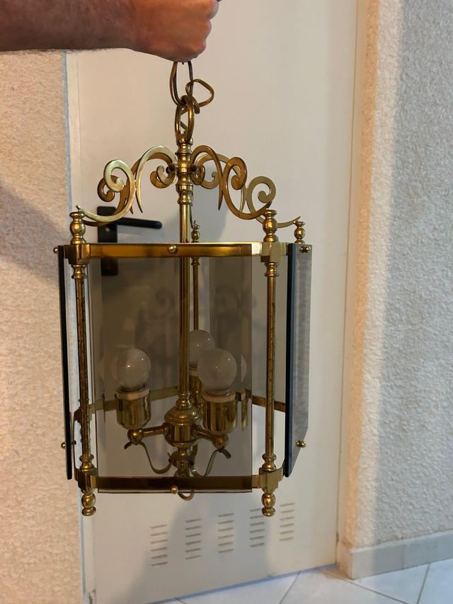 Farol bronce y cristal