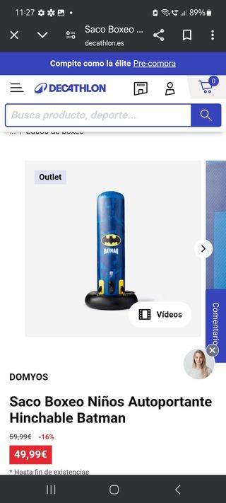 Saco boxeo hinchable Batman. Guantes