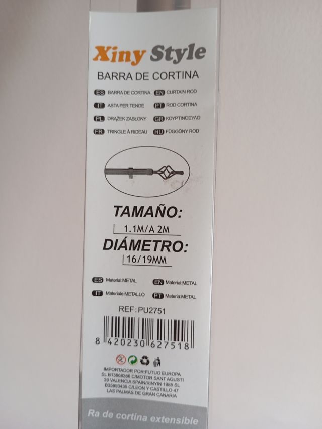 Barra cortina extensible