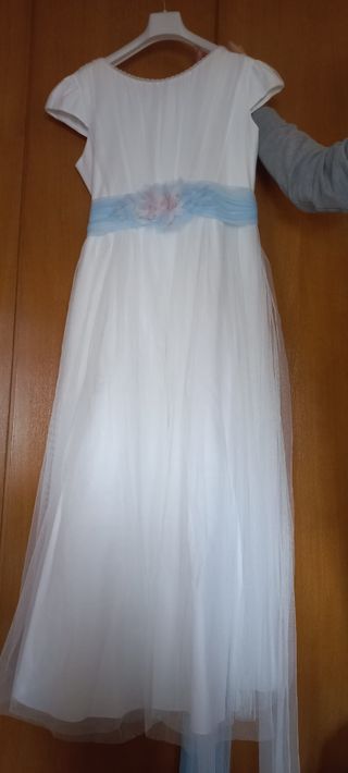 Vestido comunión niña blanco celeste