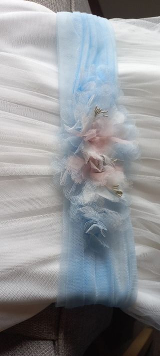 Vestido comunión niña blanco celeste