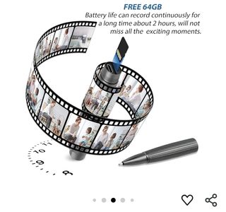 Cámara espía con bolígrafo, 64GB Bolígra