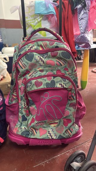 Mochila TOTTO ruedas rosa-verde