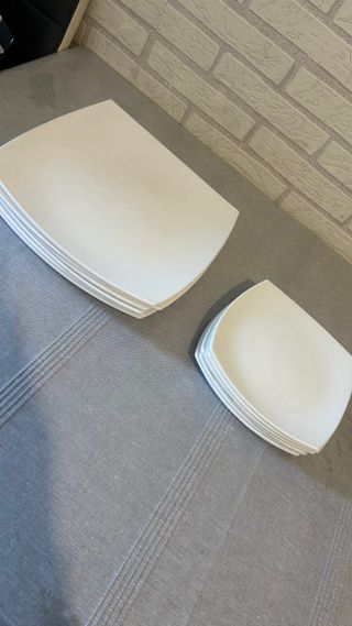 Platos cuadrados porcelana blanca