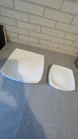 Platos cuadrados porcelana blanca