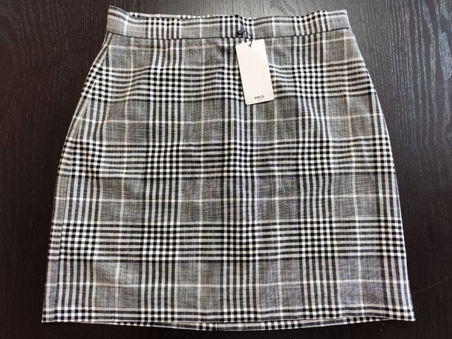 Saia cinzenta de padrão xadrez - Mango (Nova - XL)