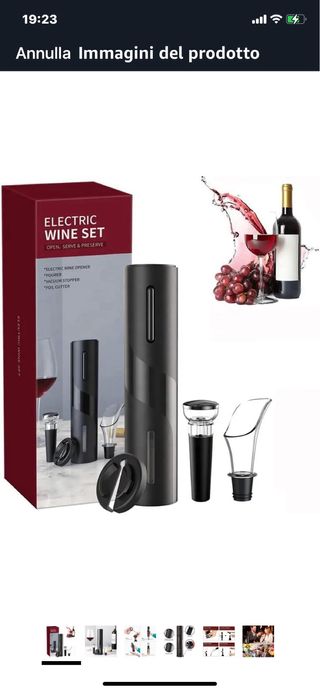 Set apribottiglie elettrico