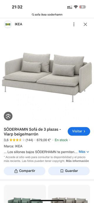 Sofá Soderhamn 3 plazas - Gris - transporte incl.