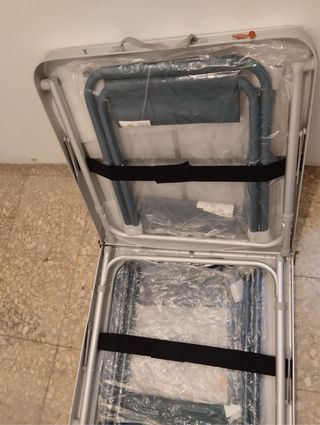Mesa plegable camping - Azul y Plata