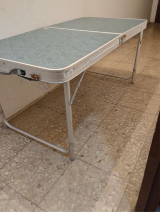 Mesa plegable camping - Azul y Plata