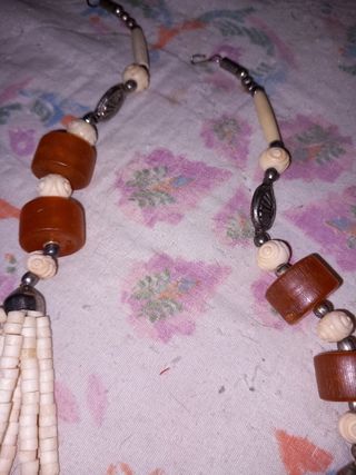 Collar vintage ámbar blanco