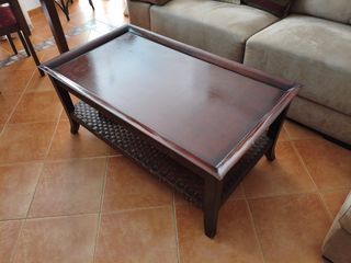 Mesa centro madera ratán