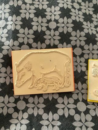 Sellos infantiles vintage: cerdo y duende