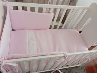 Cuna bebé madera maciza y colchón incluido