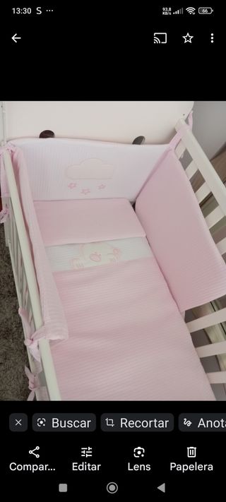 Cuna bebé madera maciza y colchón incluido