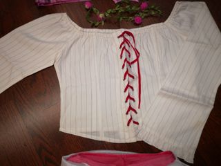 Disfraz pirata infantil rosa y blanco