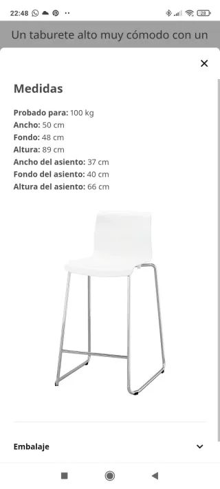 Taburete Ikea Glenn blanco