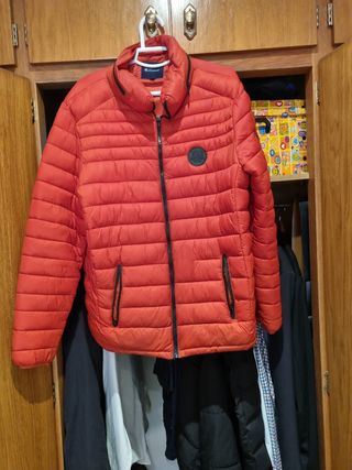 Chaqueta roja plumas hombre - Talla XL