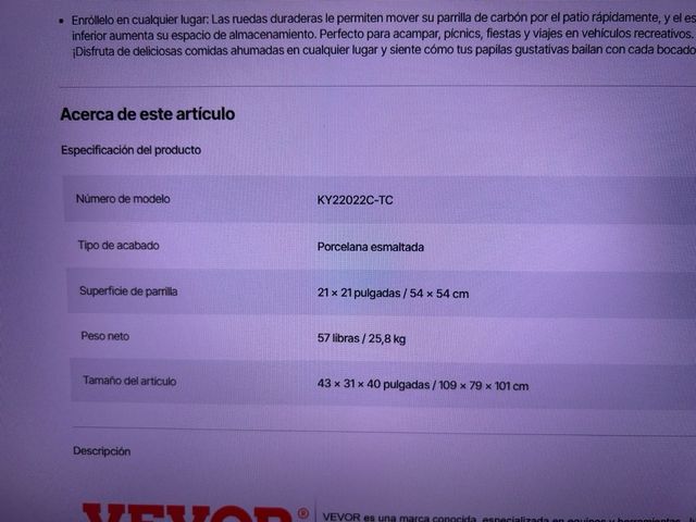 Barbacoa Vevor portátil