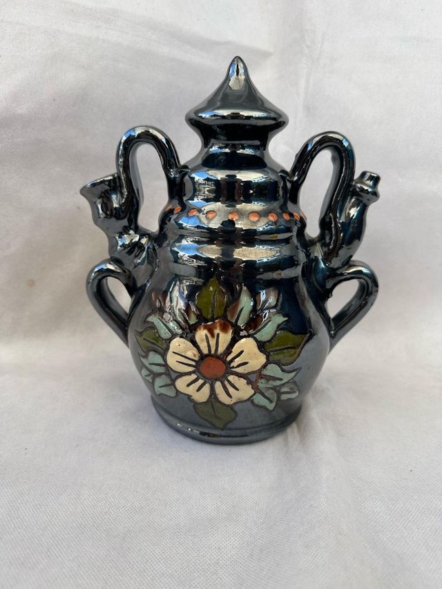 Vaso decorativo terracotta smaltato nero