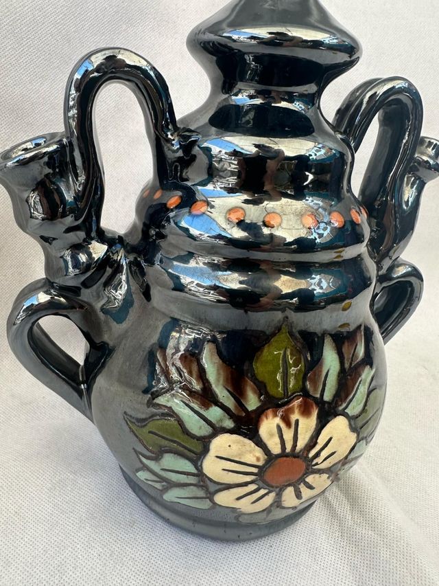 Vaso decorativo terracotta smaltato nero