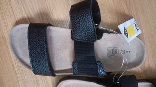 Chanclas negras piel hombre talla 44