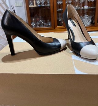 Zapatos Zara Basic tacón bicolor