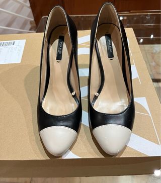 Zapatos Zara Basic tacón bicolor