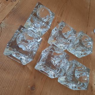 6 basi vetro cubiche trasparenti
