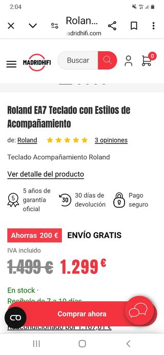 Teclado Roland EA-7 regalo estuche para transporte