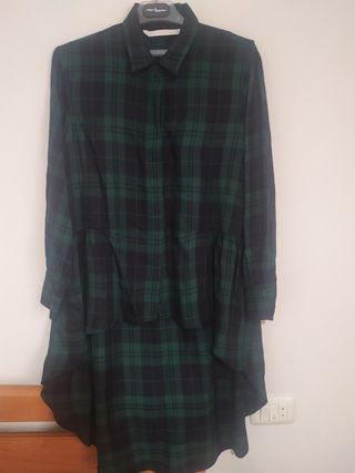 Camisa cuadros asimétrica verde-negra