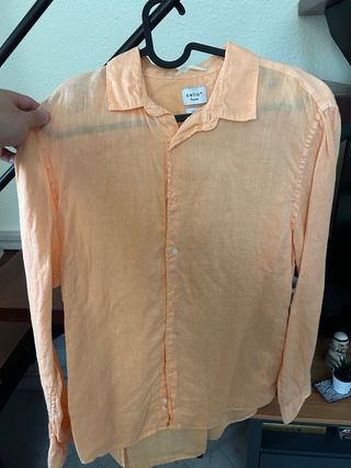 Camisa lino naranja Cello talla S