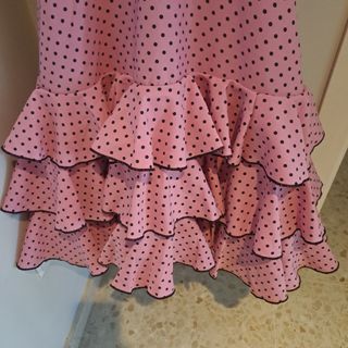 Traje Flamenca niña rosa lunares, talla 8 
