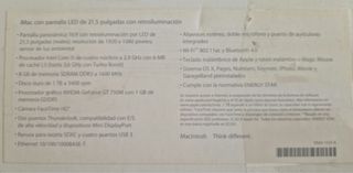 iMac LED 21.5 pulgadas Full HD.