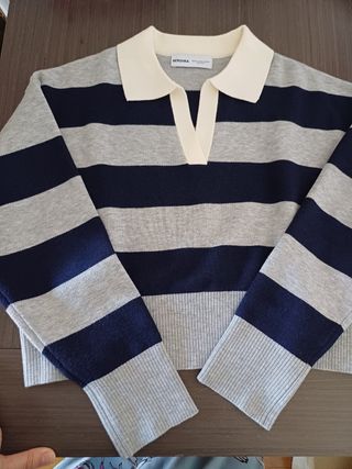 Jersey Bershka rayas azul gris