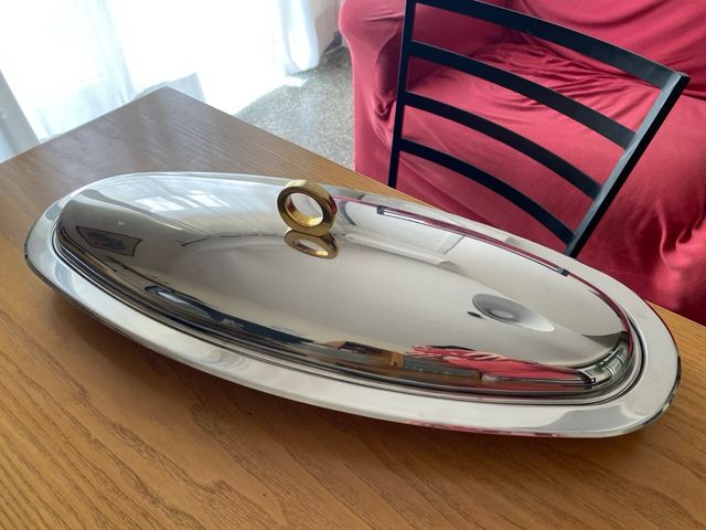 Pesciera in metallo argentato