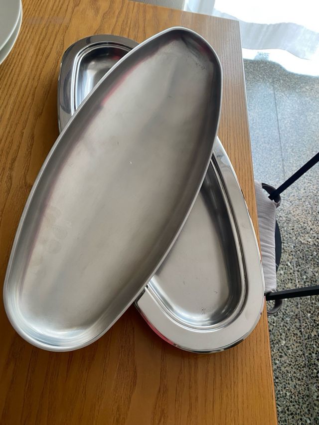 Pesciera in metallo argentato