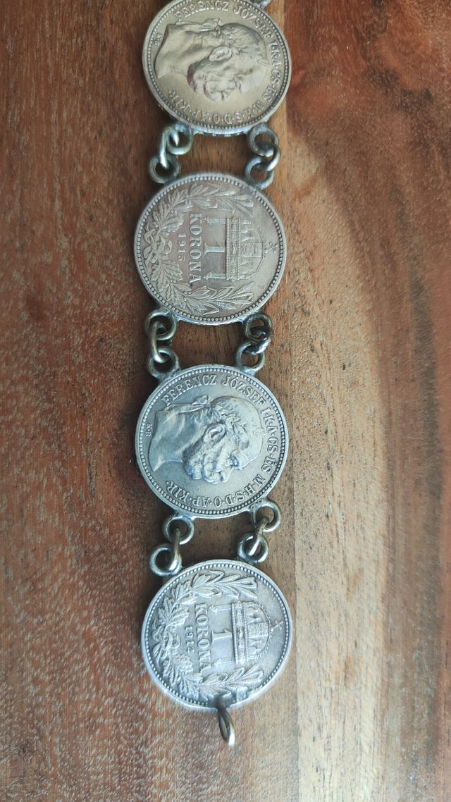 Pulsera monedas plata Imperio austrohúngaro