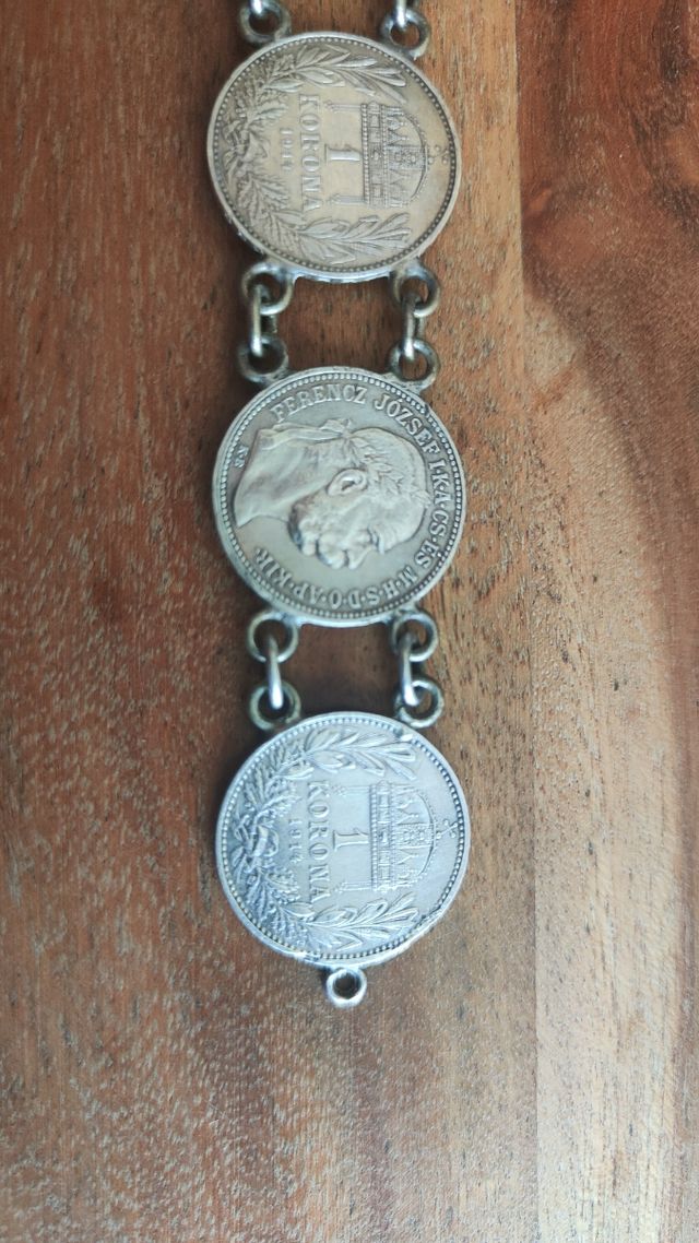 Pulsera monedas plata Imperio austrohúngaro