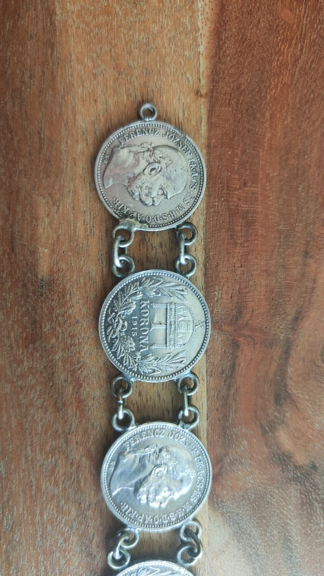 Pulsera monedas plata Imperio austrohúngaro